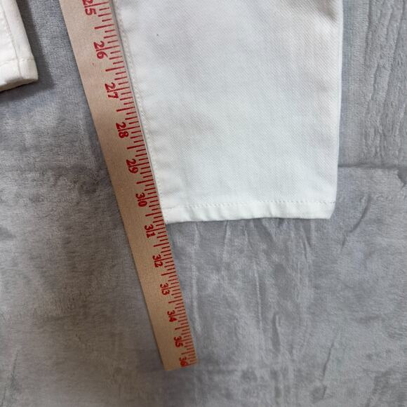 J McLaughlin Jeans Size 10 White Tapered Leg Gold Buttons 5 Pocket - Picture 8 of 13
